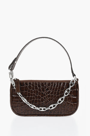 Borsa MINI RACHEL in Pelle Effetto Coccodrillo con Catena Argentata