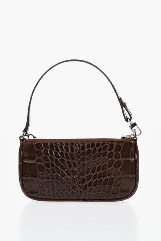 Crocodile-Effect Leather Bag MINI RACHEL With Silver Chain