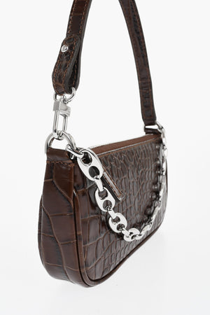 Borsa MINI RACHEL in Pelle Effetto Coccodrillo con Catena Argentata