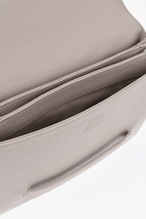Solid-Color Hammered Leather Shoulder Bag