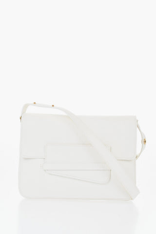 Solid-Color Hammered Leather Shoulder Bag