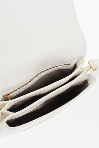 Solid-Color Hammered Leather Shoulder Bag