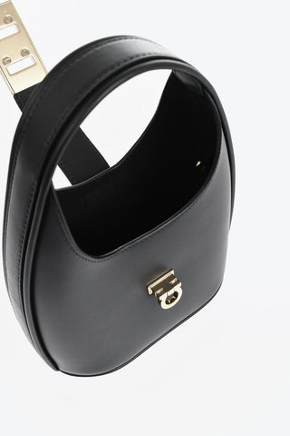 Leather Mini Hobo Bag With Removable Shoulder Strap