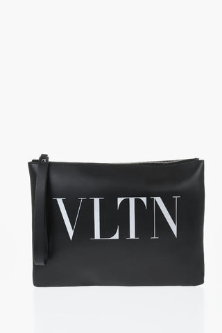 VLTN GARAVANI Leather Clutch With Contrasting Logo
