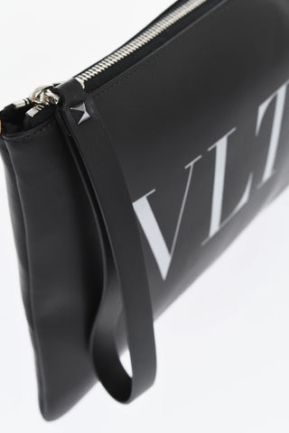 VLTN GARAVANI Leather Clutch With Contrasting Logo