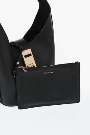 Leather Hobo Bag With Logo Detail
