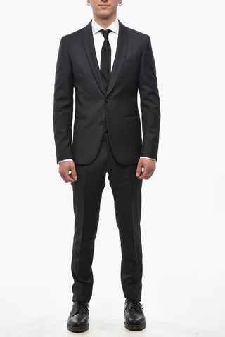 CC COLLECTION Wool 3-Piece Suit RESET with Shawl Lapel