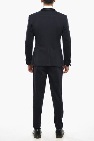 CC COLLECTION Three-Piece Suit with Satin Shawl Lapel