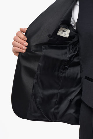 CC COLLECTION Three-Piece Suit with Satin Shawl Lapel