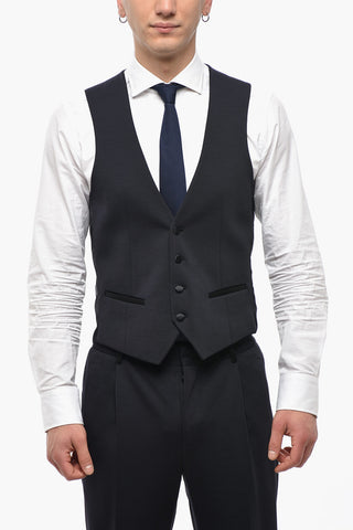 CC COLLECTION Three-Piece Suit with Satin Shawl Lapel