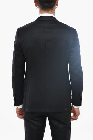 Slim-Fit-Anzug aus Schurwolle mit klassischem Revers