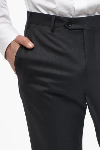 Slim-Fit-Anzug aus Schurwolle mit klassischem Revers