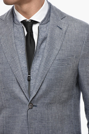 ID Linen-Blend Blazer with Removable Chest Piece