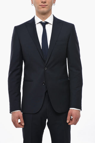 CC COLLECTION Mohair-Blend 3-Piece Suit with Peak Lapel