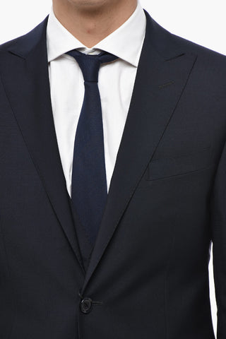 CC COLLECTION Mohair-Blend 3-Piece Suit with Peak Lapel