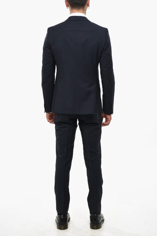 CC COLLECTION Mohair-Blend 3-Piece Suit with Peak Lapel