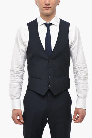 CC COLLECTION Mohair-Blend 3-Piece Suit with Peak Lapel