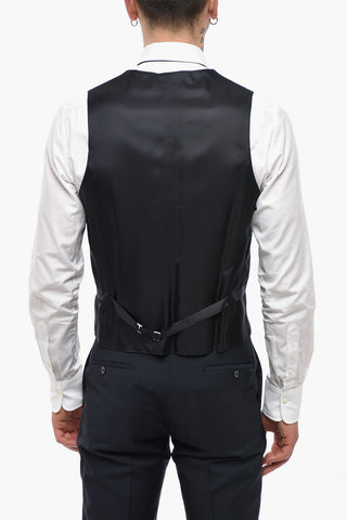 CC COLLECTION Mohair-Blend 3-Piece Suit with Peak Lapel