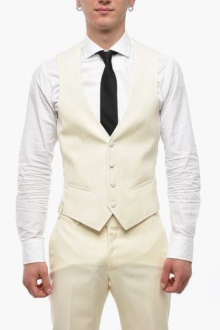 CODE Lapelless Three-Piece Suit with Satin Detail