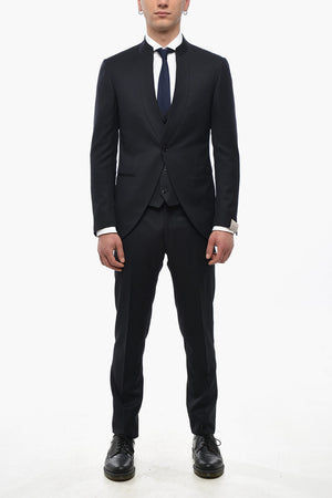 Virgin Wool 3-Piece Suit with Korean Lapel