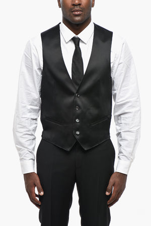 CC COLLECTION Satin Waistcoat With Welt Pockets