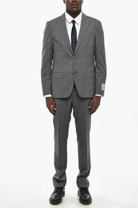 CC COLLECTION District Check Virgin Wool Suit with Classic Lapel