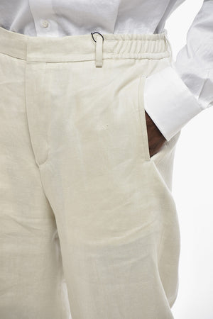 CC COLLECTION Linen Trousers with Elastic Waistband