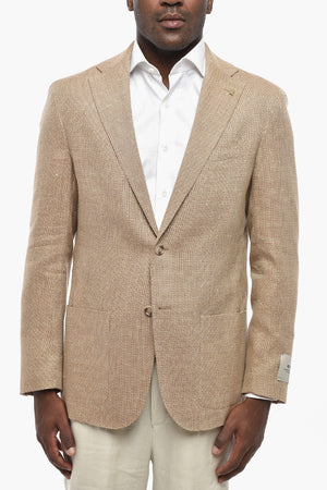 CC COLLECTION Semi-Lined Linen-Blend Blazer With Patch Pockets