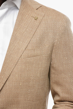 CC COLLECTION Semi-Lined Linen-Blend Blazer With Patch Pockets