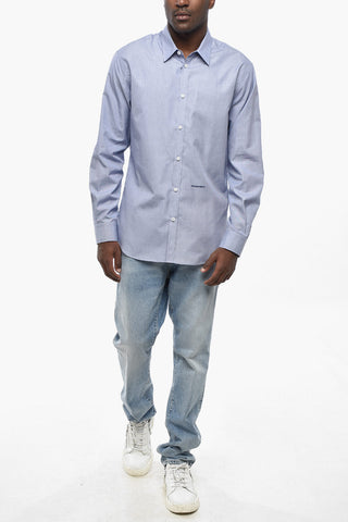 Camicia Relaxed Fit in Cotone con Collo Francese