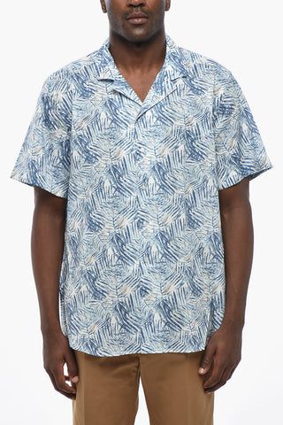 CC COLLECTION Kurzarmhemd Mit Pflanzenmuster Und Cuban-Kragen