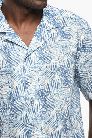 CC COLLECTION Kurzarmhemd Mit Pflanzenmuster Und Cuban-Kragen