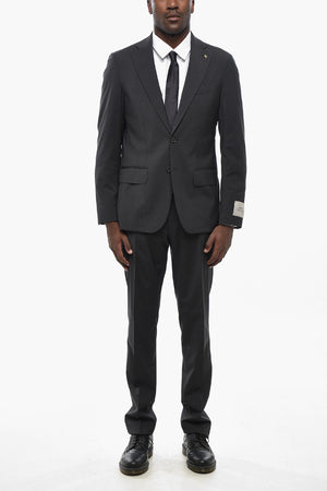 CC COLLECTION Two-Button Virgin Wool Suit with Patch Pockets
