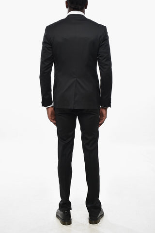 Three-Piece Silk-Blend Suit with Satin Lapel