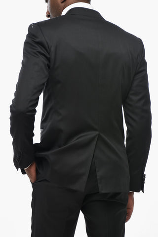 Three-Piece Silk-Blend Suit with Satin Lapel