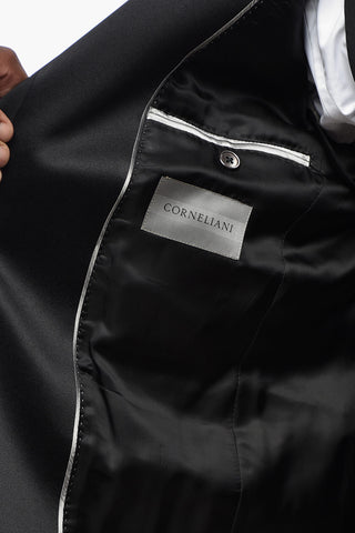 Three-Piece Silk-Blend Suit with Satin Lapel