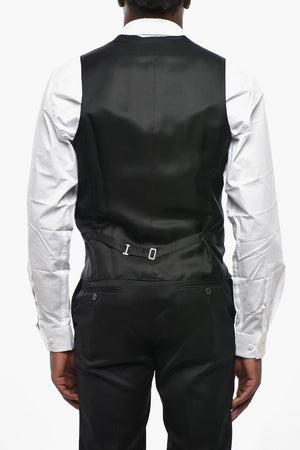 Three-Piece Silk-Blend Suit with Satin Lapel