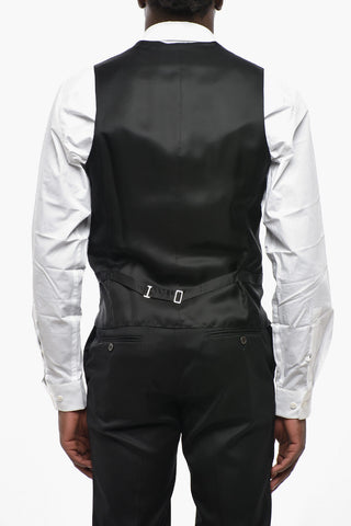 Three-Piece Silk-Blend Suit with Satin Lapel