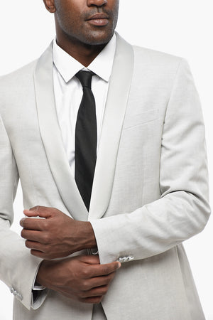 CODE Linen-Blend Suit with Satin Shawl Lapel