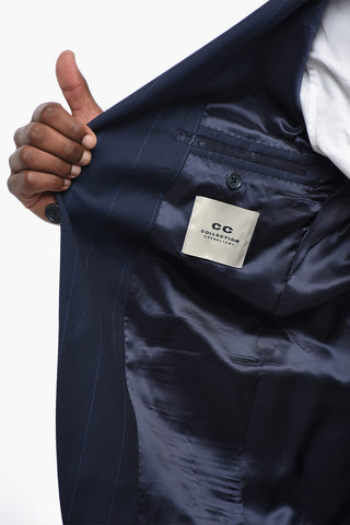 CC COLLECTION Nadelstreifen-Anzug aus Schurwolle mit Pattentaschen