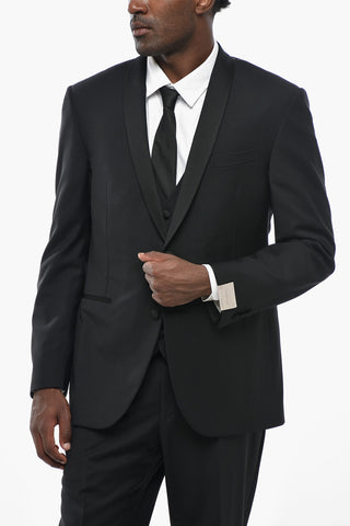 Virgin Wool 3-Piece Suit with Satin Shawl Lapel