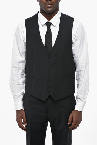 Virgin Wool 3-Piece Suit with Satin Shawl Lapel