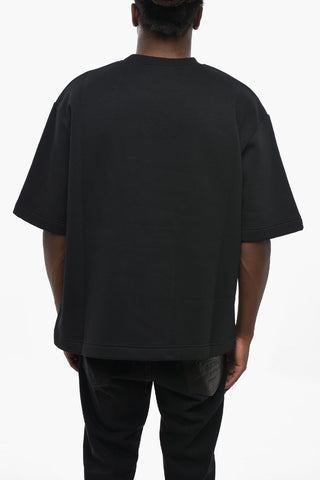Terry Cotton Crewneck Sweatshirt with Embossed Logo