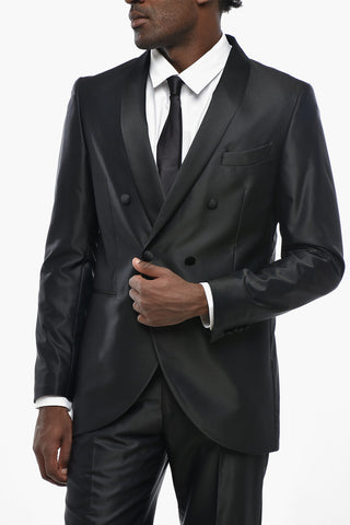 CC COLLECTION Zweireiher aus Satin mit Schalkragen