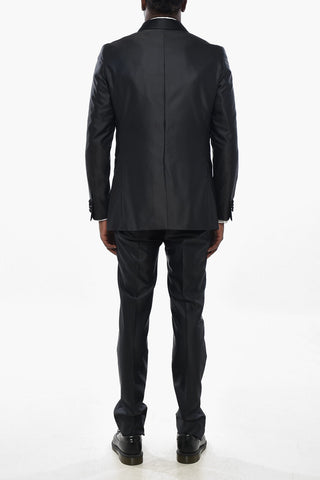 CC COLLECTION Zweireiher aus Satin mit Schalkragen