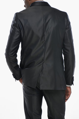 CC COLLECTION Zweireiher aus Satin mit Schalkragen