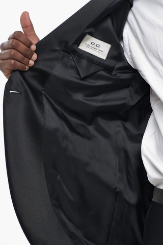 CC COLLECTION Zweireiher aus Satin mit Schalkragen