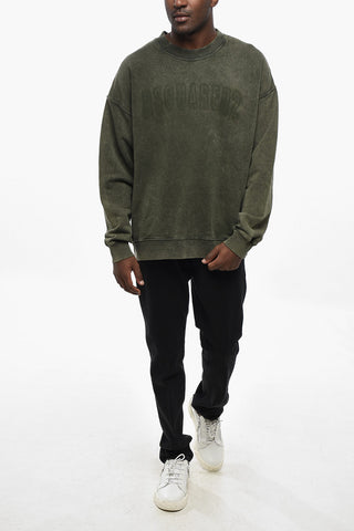Rundhals-Sweatshirt aus angerauter Baumwolle mit Logo vorne