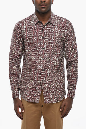 CIRCLE Silk Shirt with Geometric Pattern and Italian Collar