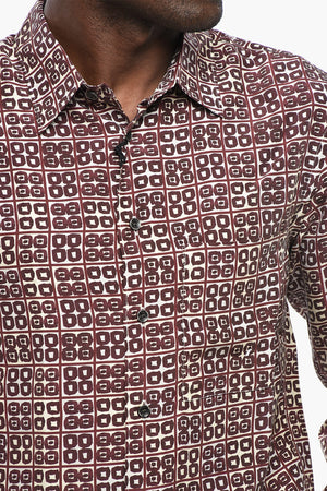 CIRCLE Silk Shirt with Geometric Pattern and Italian Collar